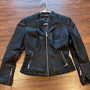 LA Coalition Black Faux Leather Moto Jacket (Women)